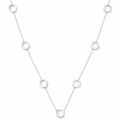 Colar de prata com pendentes redondos ao longo da corrente.