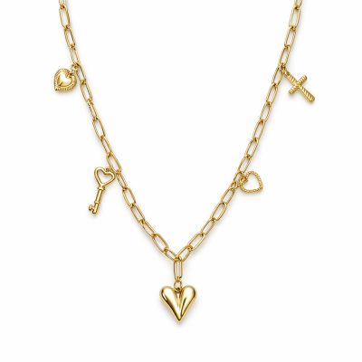 Colar dourado com pendentes variados