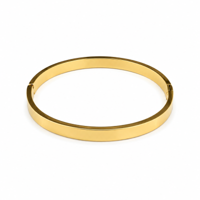 Pulseira rígida dourada lisa com fecho
