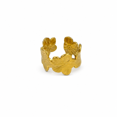 Anel dourado em forma de flores entrelaçadas