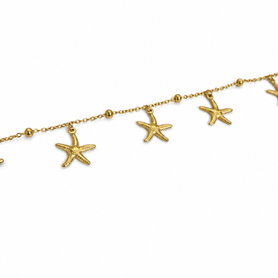 Colar dourado com pendentes em estrela-do-mar