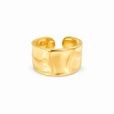 Pulseira dourada com textura ondulada