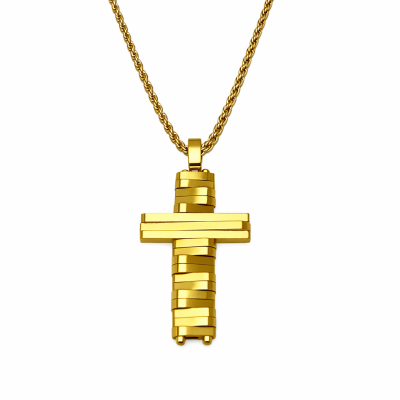 Colar dourado com pendente em forma de cruz