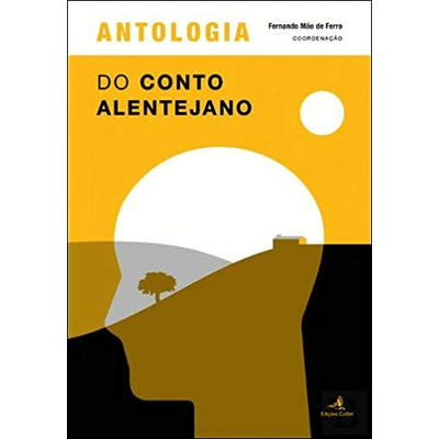Capa do livro Antologia do Conto Alentejano com ilustração de colina, árvore e sol