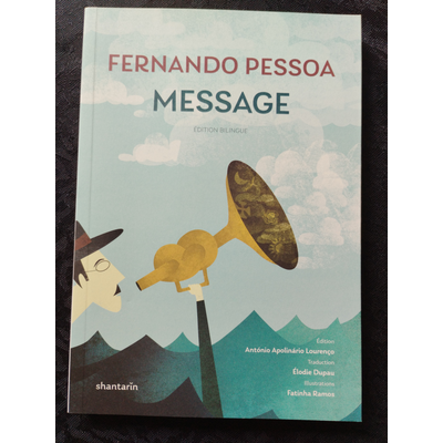 Capa de livro MESSAGE de Fernando Pessoa com ilustração e texto.