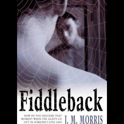 Capa do livro Fiddleback com corpo humano e teia de aranha