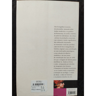 Parte de trás de um livro com texto e etiquetas