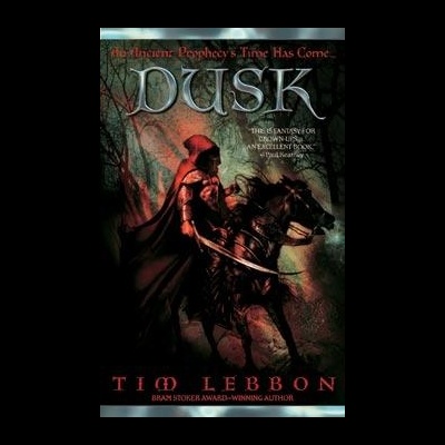 Capa de livro DUSK com cavaleiro em armadura montado num cavalo