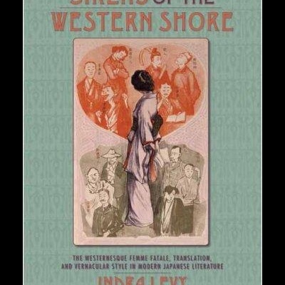Capa do livro Sirens of the Western Shore com ilustração de mulher japonesa e texto