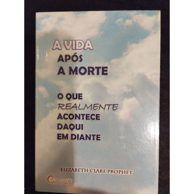 Livro A VIDA APÓS A MORTE com capa azul e nuvens.