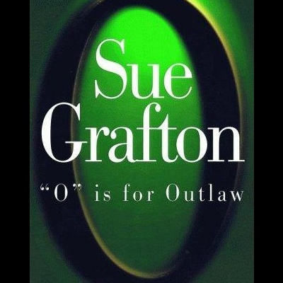 Capa de livro com título O is for Outlaw de Sue Grafton em fundo verde e preto