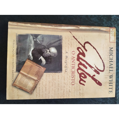Livro Culpa: O Anticristo - A História de Michael White com imagem de homem calvo e livro aberto