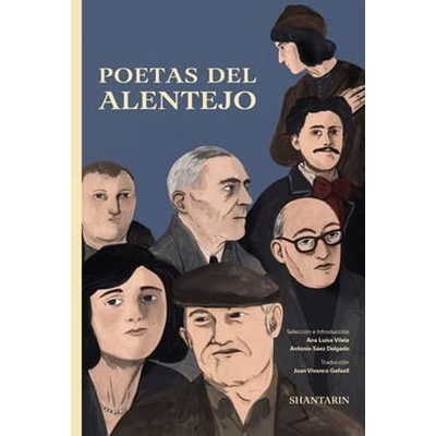 Capa do livro Poetas del Alentejo com ilustrações de seis figuras humanas
