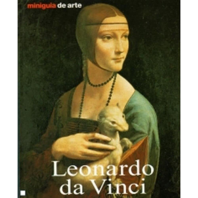 Capa de livro com pintura de mulher e texto Leonardo da Vinci