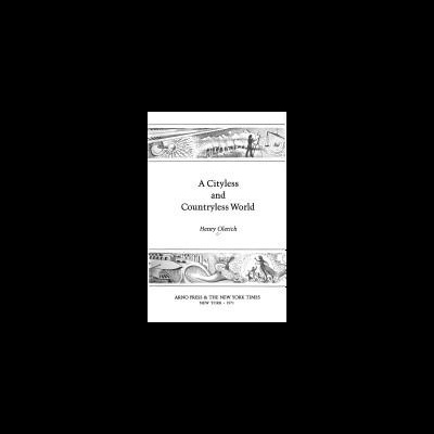 Página de título do livro A Cityless and Countryless World, com texto em preto em fundo branco