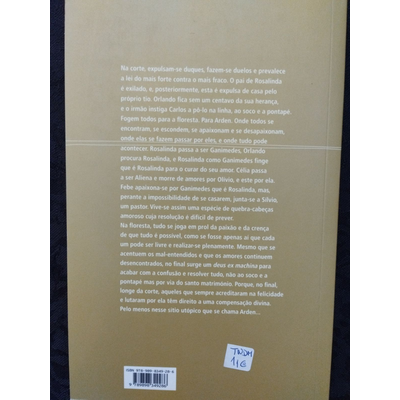 Traseira de livro com texto em português, código de barras e etiqueta de preço colada