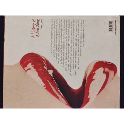 Capa traseira de livro com título e imagem abstrata vermelha e branca