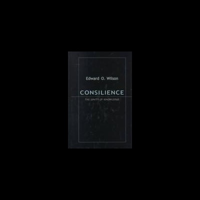 Capa preta do livro Consilience de Edward O. Wilson com texto branco
