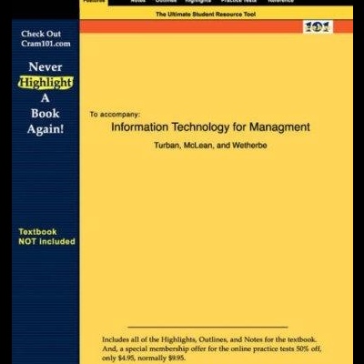 Página digital Cram101 Textbook Outlines com título e texto promocional em fundo amarelo e azul.
