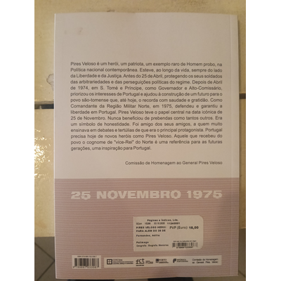 Parte traseira de livro bege com texto explicativo e etiqueta de preço