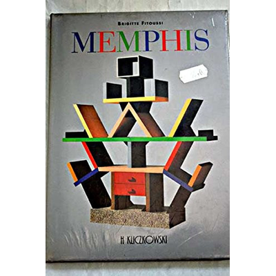 Capa de livro cinza com texto colorido MEMPHIS e ilustração geométrica abstrata