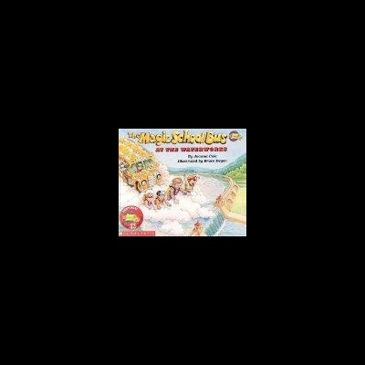 Capa do livro The Magic School Bus at the Waterworks com crianças num autocarro amarelo voador