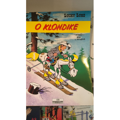 Capa de banda desenhada Lucky Luke O KLONDIKE com ilustração de esqui