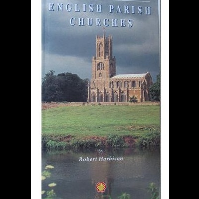 Livro The Shell Guide to English Parish Churches com imagem de igreja e logótipo Shell
