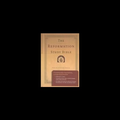 Capa do livro The Reformation Study Bible em tom bege com texto e selo preto