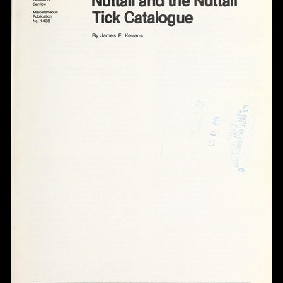 Capa de livro branca com texto preto sobre George Henry Falkiner Nuttall e catálogo de carrapatos