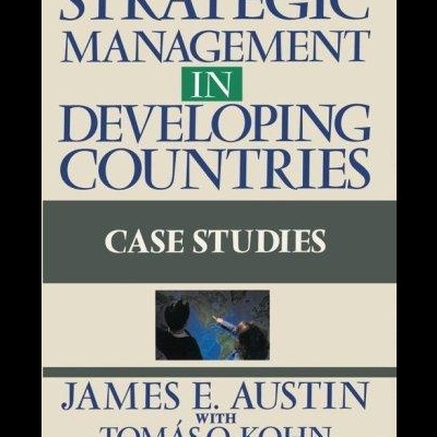Capa de livro STRATEGIC MANAGEMENT IN DEVELOPING COUNTRIES com texto azul e verde sobre fundo bege