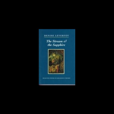 Capa de livro azul com título The Stream & the Sapphire e nome Denise Levertov