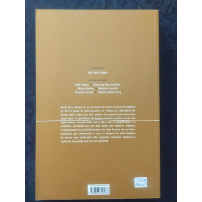 Contracapa de livro castanho com texto branco e etiqueta de preço