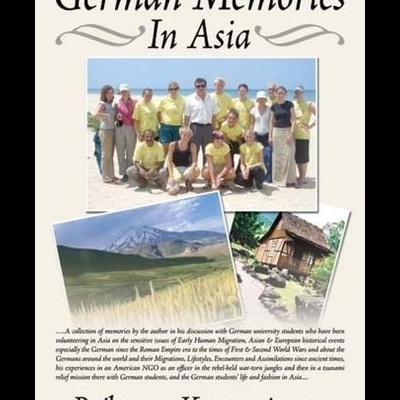 Capa de livro com fotos de grupo na praia, montanha e casa tradicional, texto do título e autor