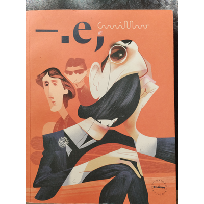 Capa de livro laranja com ilustração estilizada de pessoas e texto -.e,