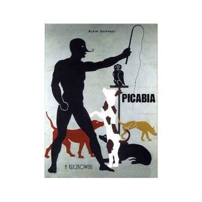 Capa de livro com figura masculina preta e animais coloridos com texto PICABIA