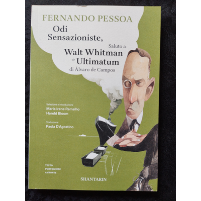 Capa de livro verde com título e ilustração de homem com monóculo e charuto