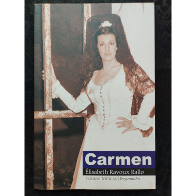 Capa de livro Carmen com fotografia de mulher vestida como Carmen