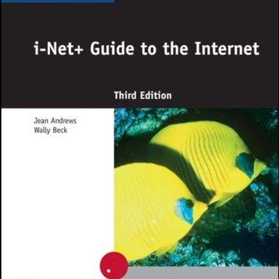 Capa de livro i-Net+ Guide to the Internet com imagem de dois peixes amarelos e texto em inglês