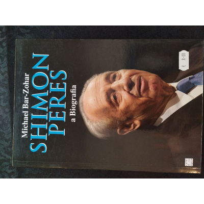 Capa de livro com rosto de homem idoso e título Shimon Peres