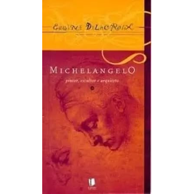 Capa de livro de Michelangelo com cores laranja e vermelho