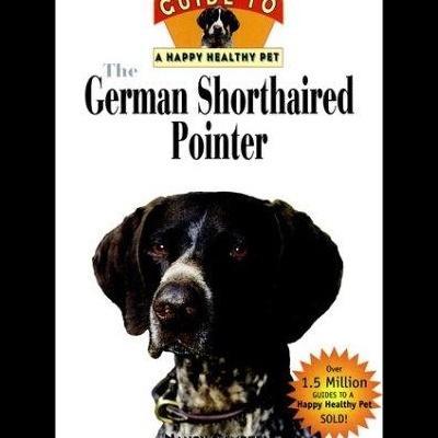 Capa de livro com imagem de cão German Shorthaired Pointer e texto promocional.