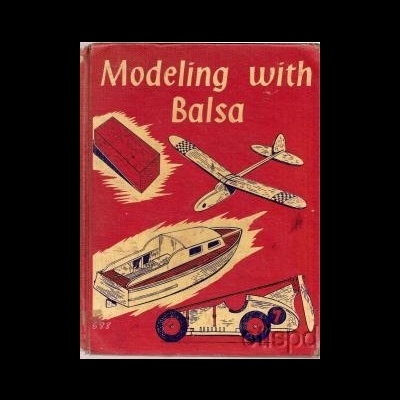 Capa de livro vermelho com título e ilustrações de modelos de balsa