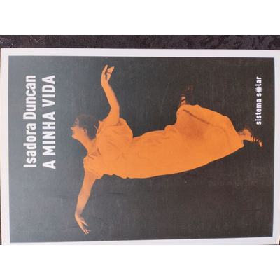 Capa de livro com texto e figura de mulher em túnica laranja sobre fundo cinzento.