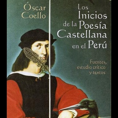 Capa de livro com homem em roupa histórica e texto em castelhano sobre poesia no Peru.