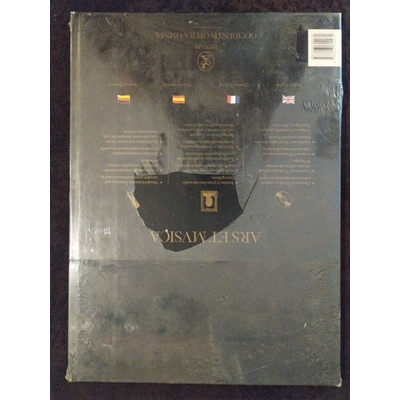 Livro preto com texto dourado e várias línguas na capa