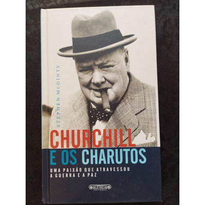 Capa do livro Churchill e os Charutos com foto de Churchill a fumar um charuto.