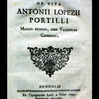 Página de livro antigo com título em latim e decoração ornamental