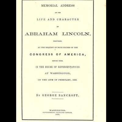 Página de rosto do livro Memorial Address on the Life and Character of Abraham Lincoln