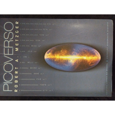 Capa de livro cinza escuro com título Picoverso e imagem oval colorida central